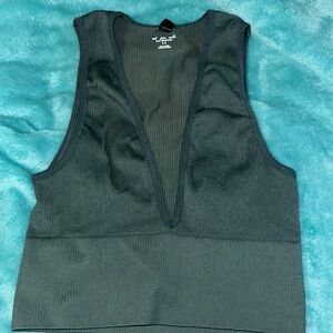 Urban Outfitters Deep V Green Tank Top